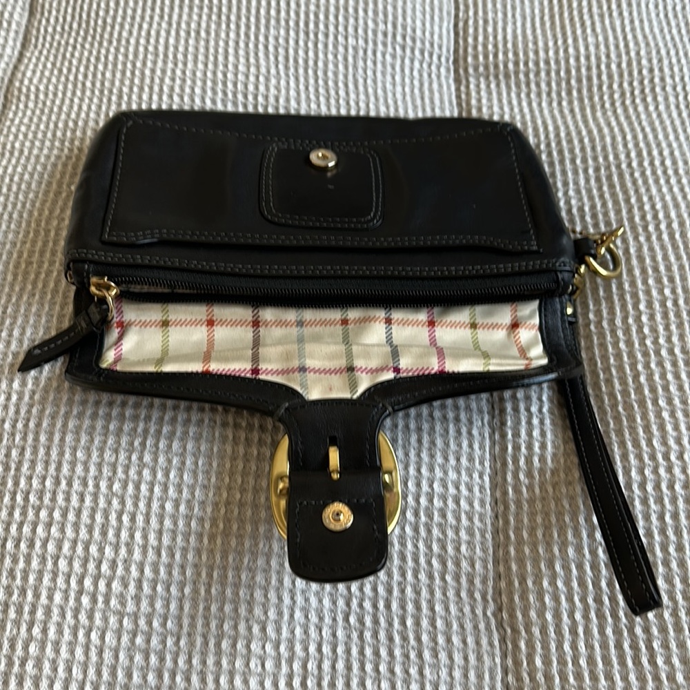 Coach Black Leather Wristlet with Gold Buckle - Picture 3 of 4